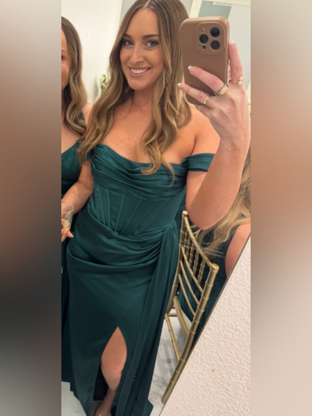Azazie Amyra Satin Emerald Green Bridesmaid Dress (size 6)